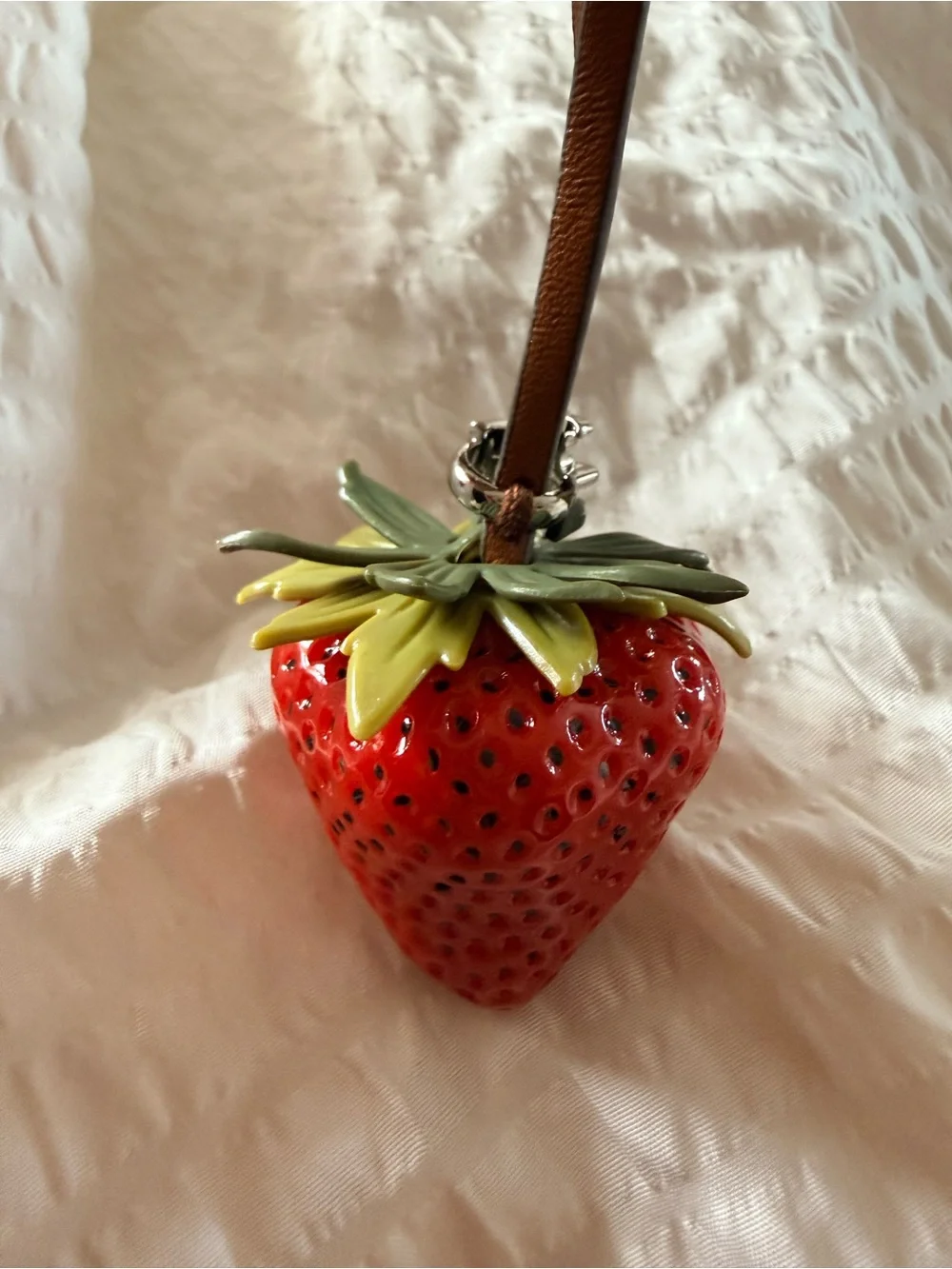 Tory Burch Strawberry Bag Charm with Brown Strap